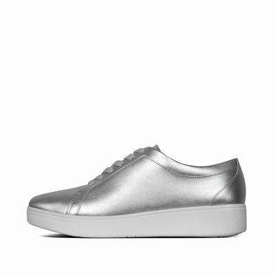 Fitflop Women's RALLY Metallic Leather Sneakers - Silver, US5847902